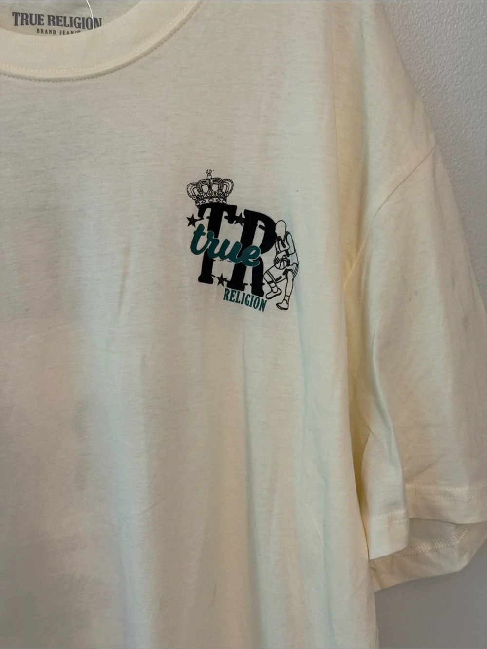 True Religion Cream Short Sleeve Logo Tee